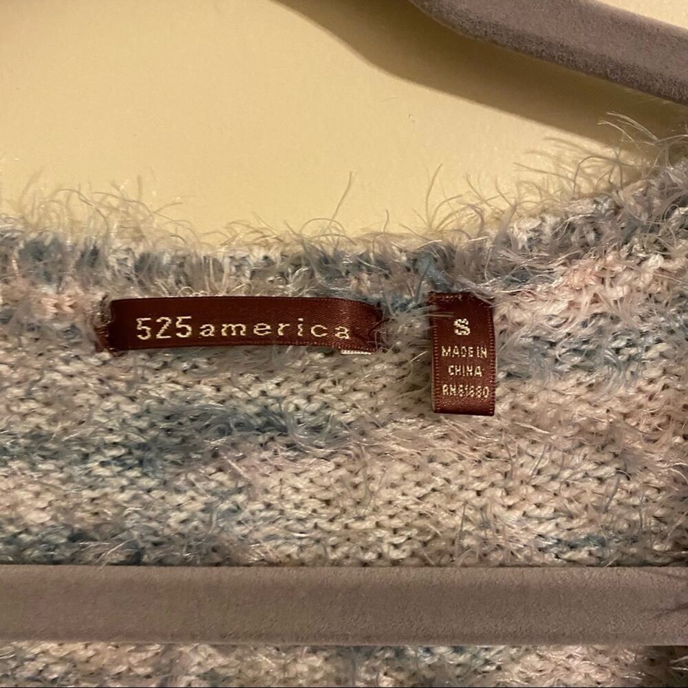 525 America Blue Eyelash Oversized V-Neck Sweater Spacedye Small - Picture 4 of 5